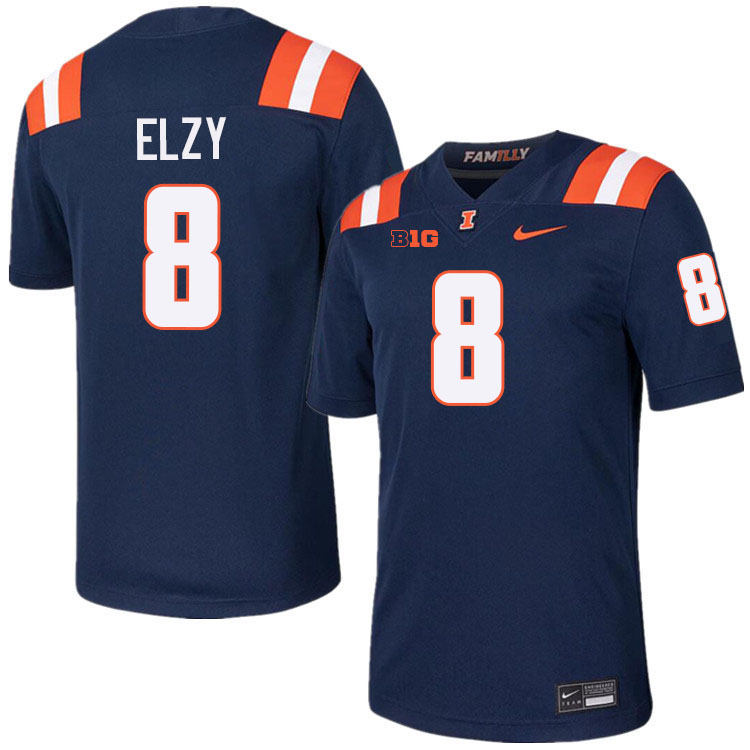 #8 Malik Elzy Illinois Fighting Illini Football Jersey,Uniforms-Navy